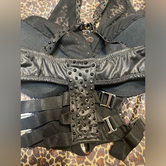 Studded Black Rhinestone Bustier Buckle Crop Top - Picture 14 of 16